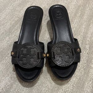 Tory Burch Black Logo Slide Sandals